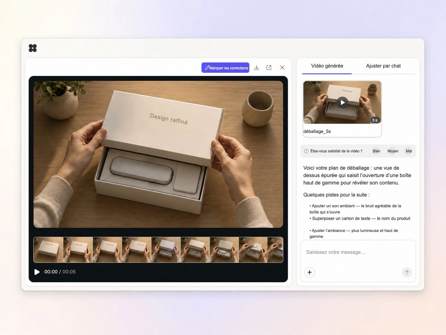 Création d'une vidéo de déballage à partir d'un texte et d'une photo dans l'éditeur Pexo