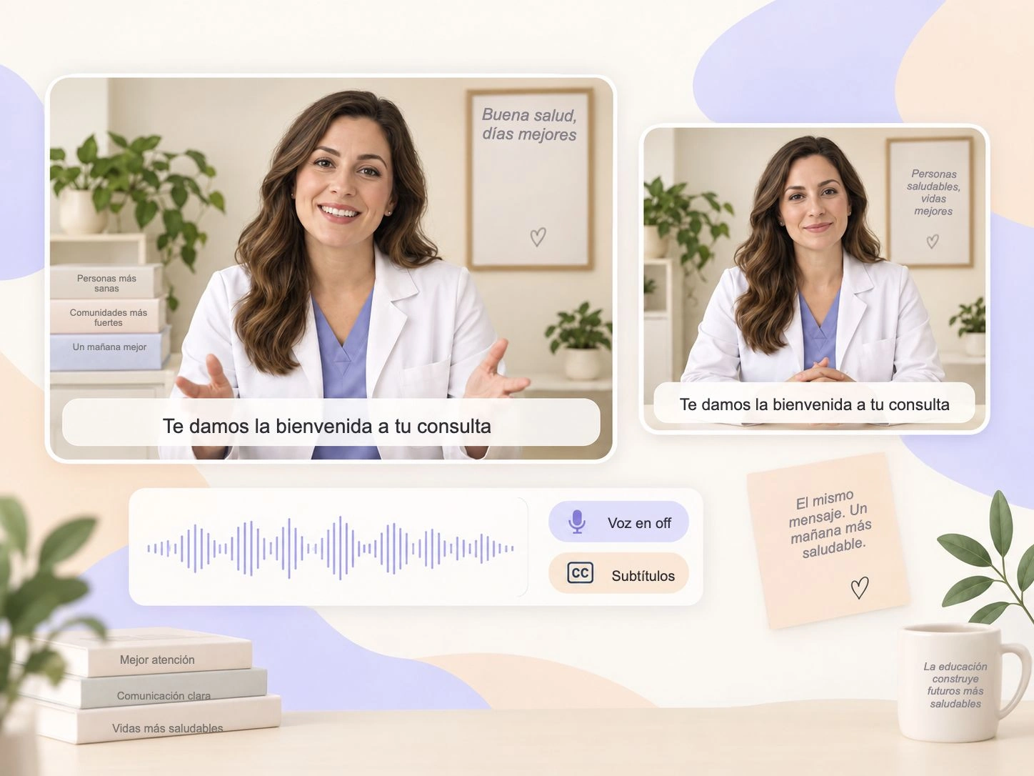 Avances ilustrativos de videos médicos con narración y subtítulos en inglés y español