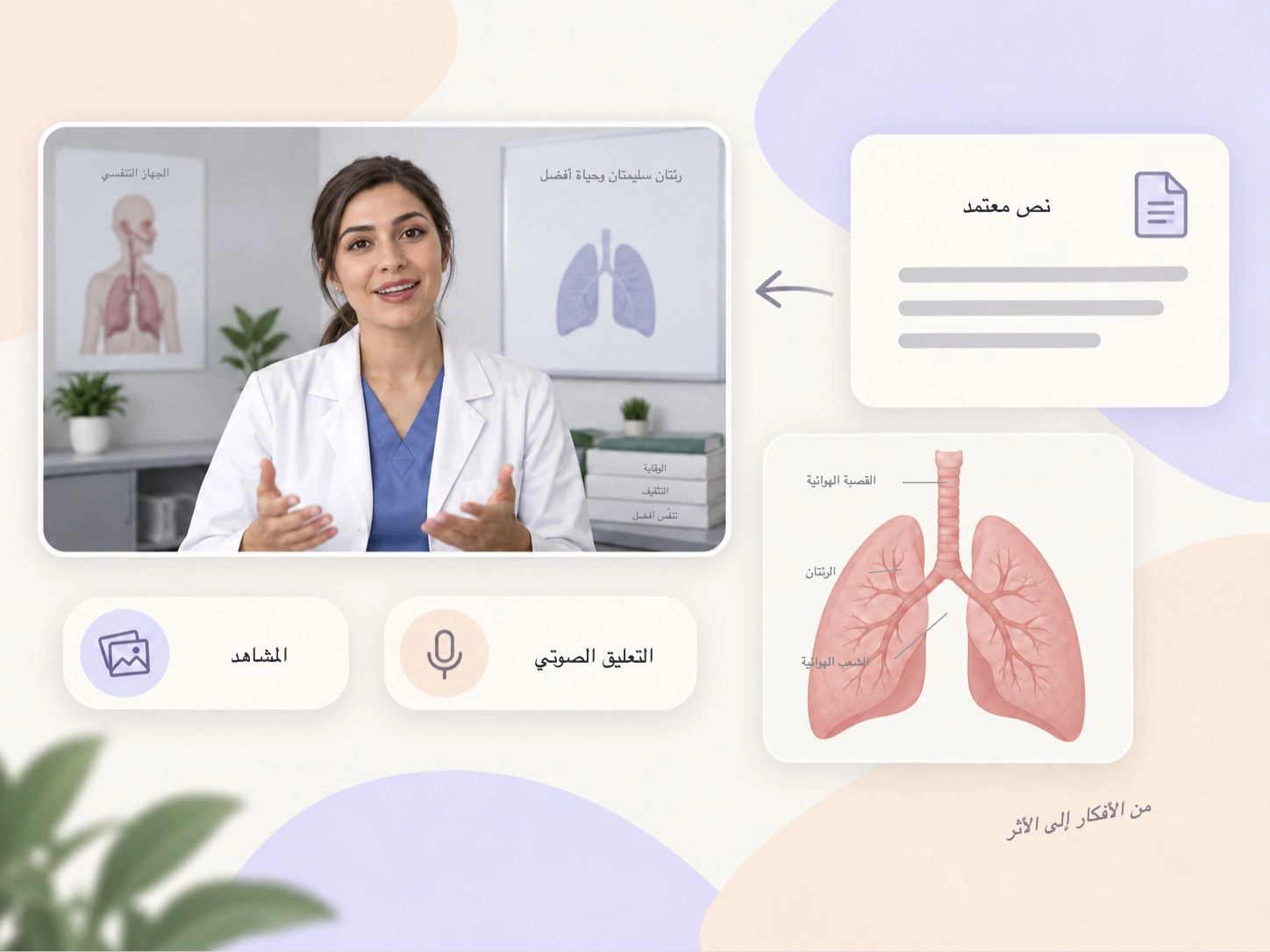 سير عمل فيديو طبي توضيحي: تحويل نص مُراجع إلى مشاهد تعليمية مصحوبة بتعليق صوتي