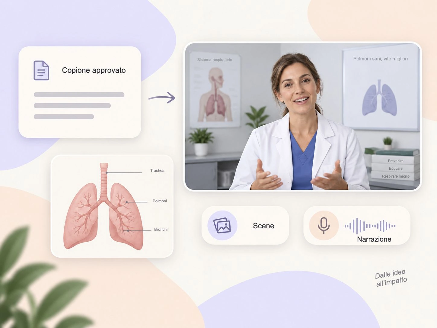 Flusso di lavoro illustrativo per video medicali: trasformazione di una sceneggiatura revisionata in scene didattiche con narrazione